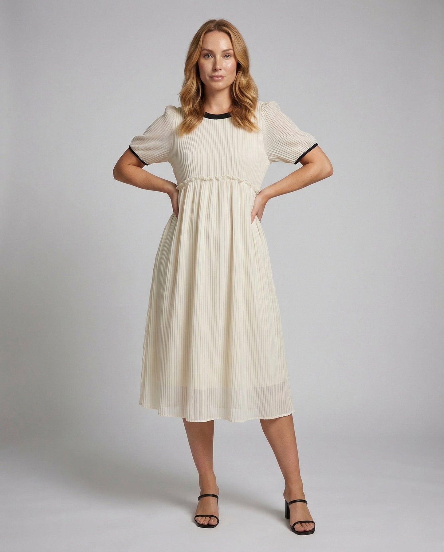 Abito Midi Donna in Chiffon Plissettato - Brentozzi