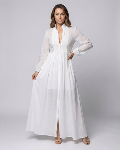 Abito Maxi Donna Collo Alto con Bottoni - Brentozzi