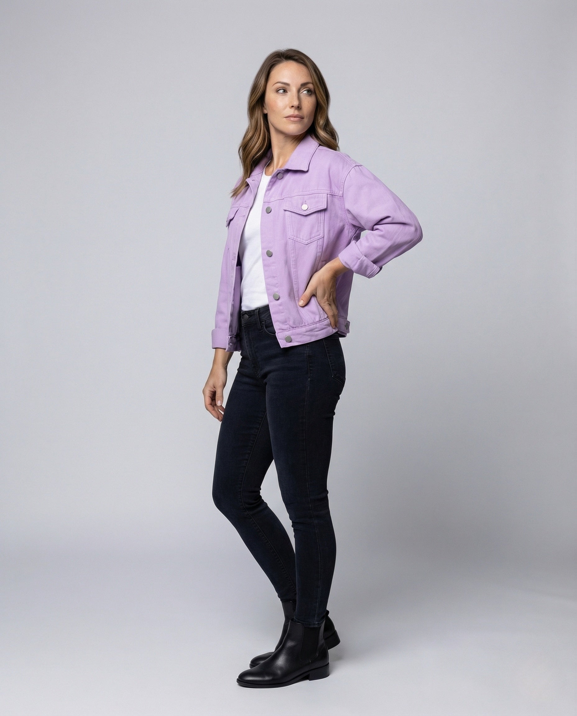 Giacca Jeans Donna Oversize con Tasche sul Petto - Brentozzi