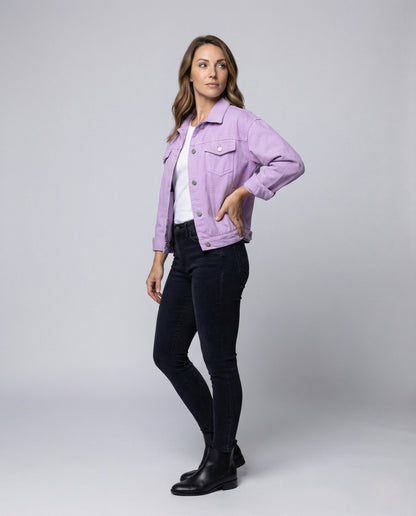 Giacca Jeans Donna Oversize con Tasche sul Petto - Brentozzi