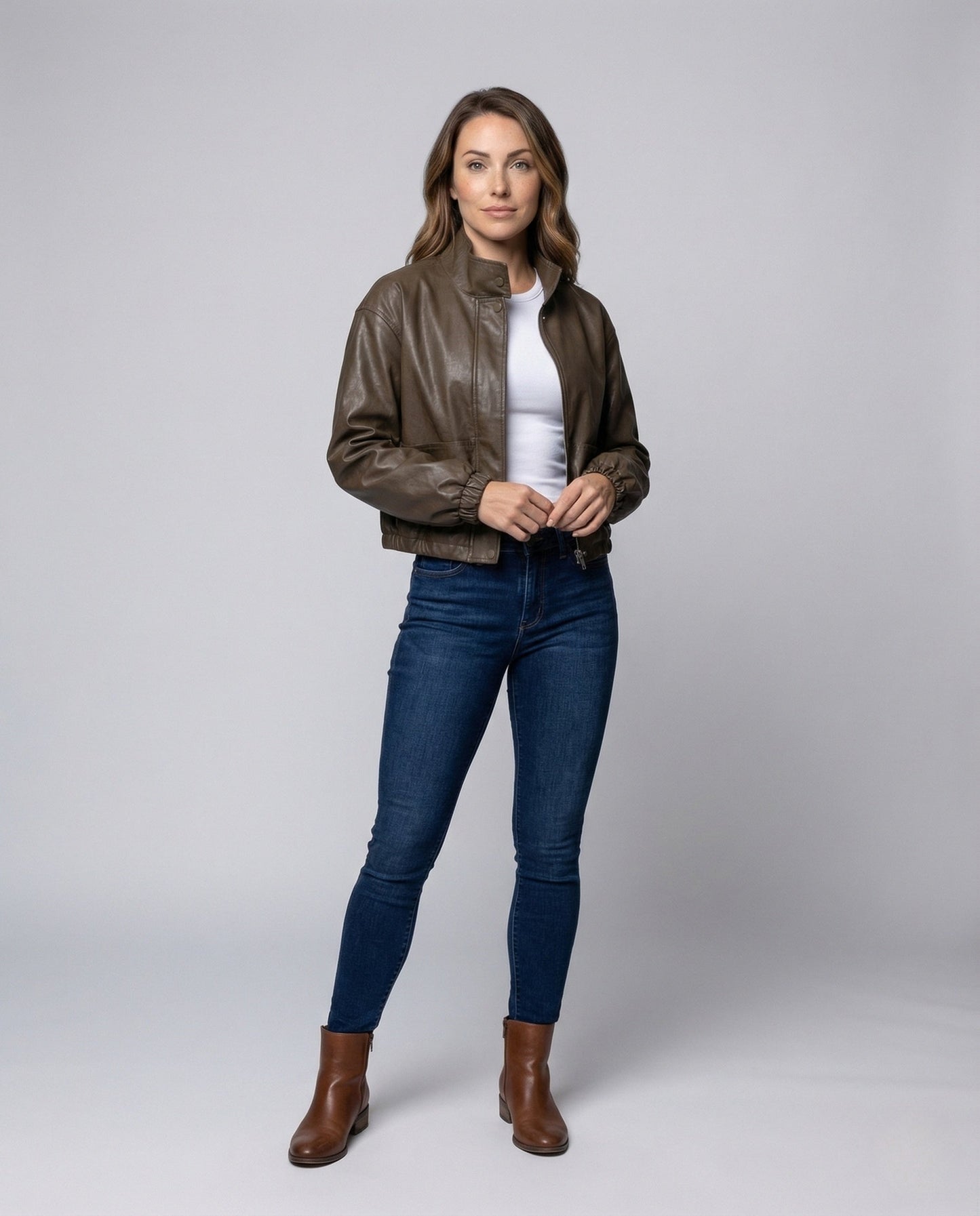 Giacca Donna in Pelle con Fodera Teddy Collo Alto - Brentozzi