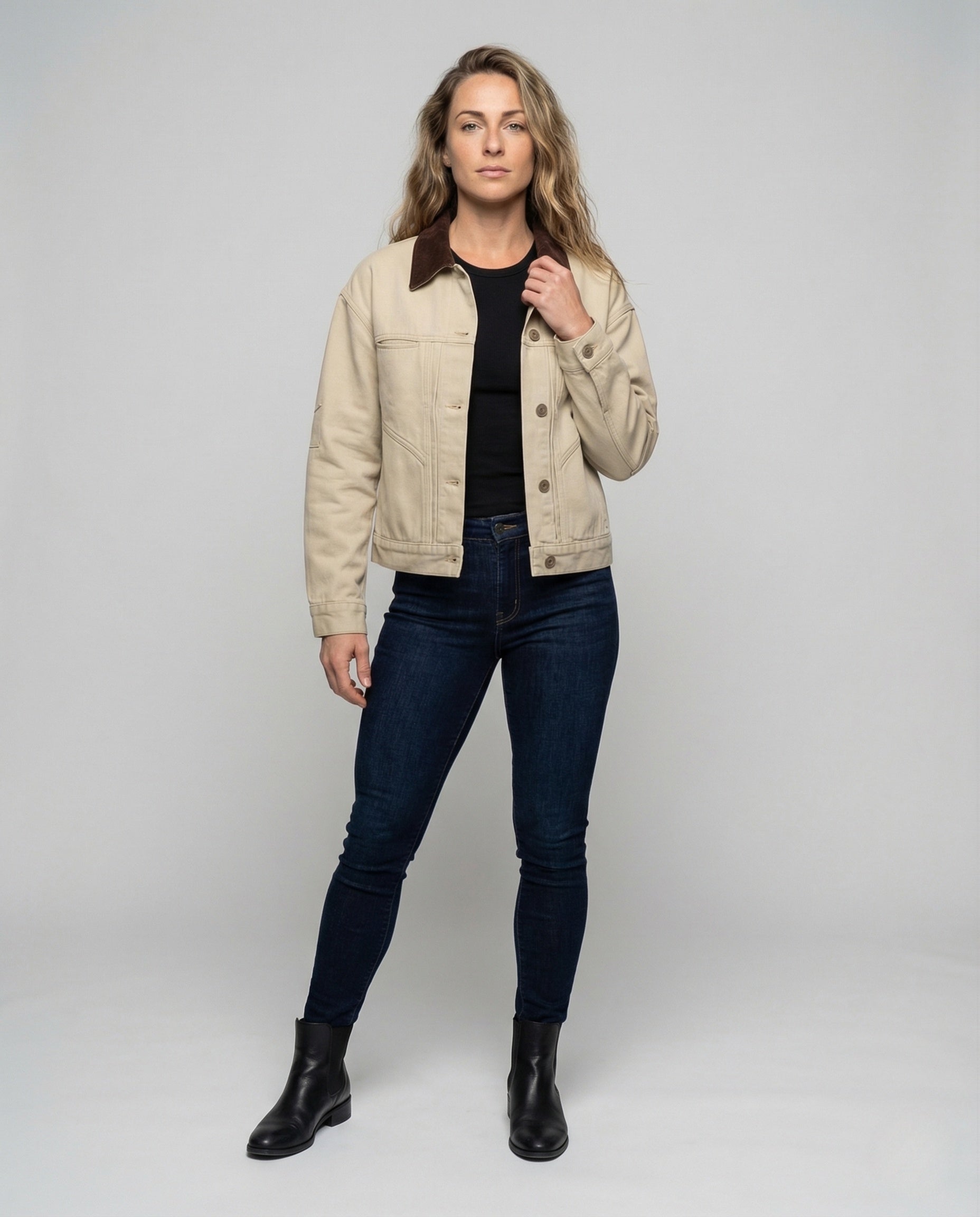 Giacca Jeans Donna Colletto in Velluto Corto - Brentozzi