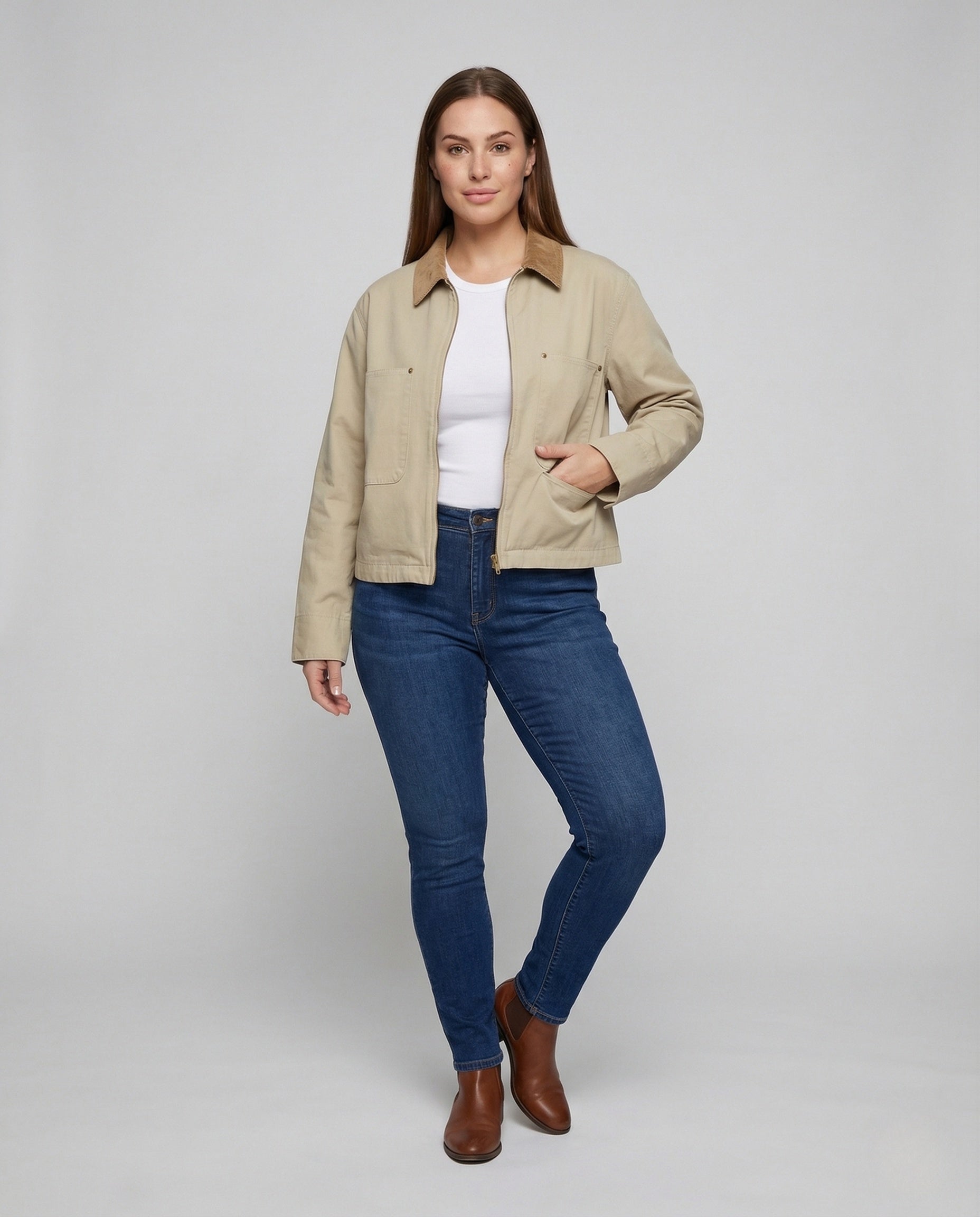 Giacca Worker Donna Canvas Colletto in Corda - Brentozzi
