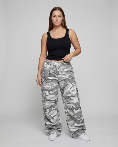 Pantaloni Cargo Donna Tasche Multiple Taglio Extra Largo - Brentozzi