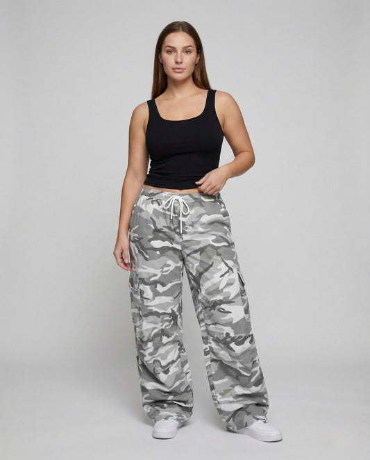 Pantaloni Cargo Donna Tasche Multiple Taglio Extra Largo - Brentozzi