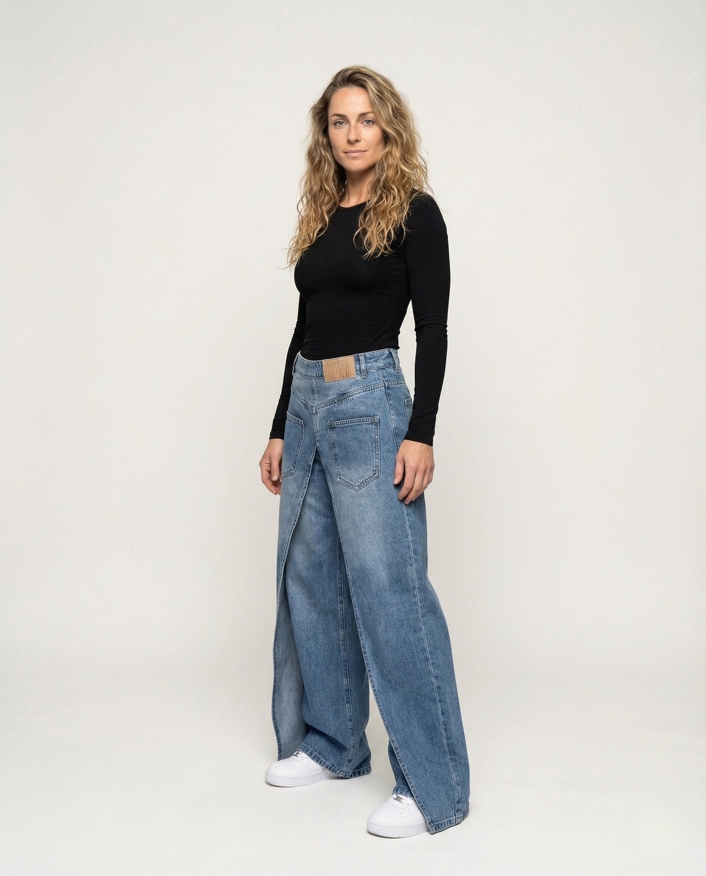 Jeans Donna Vita Alta Spacco Sovrapposto - Brentozzi