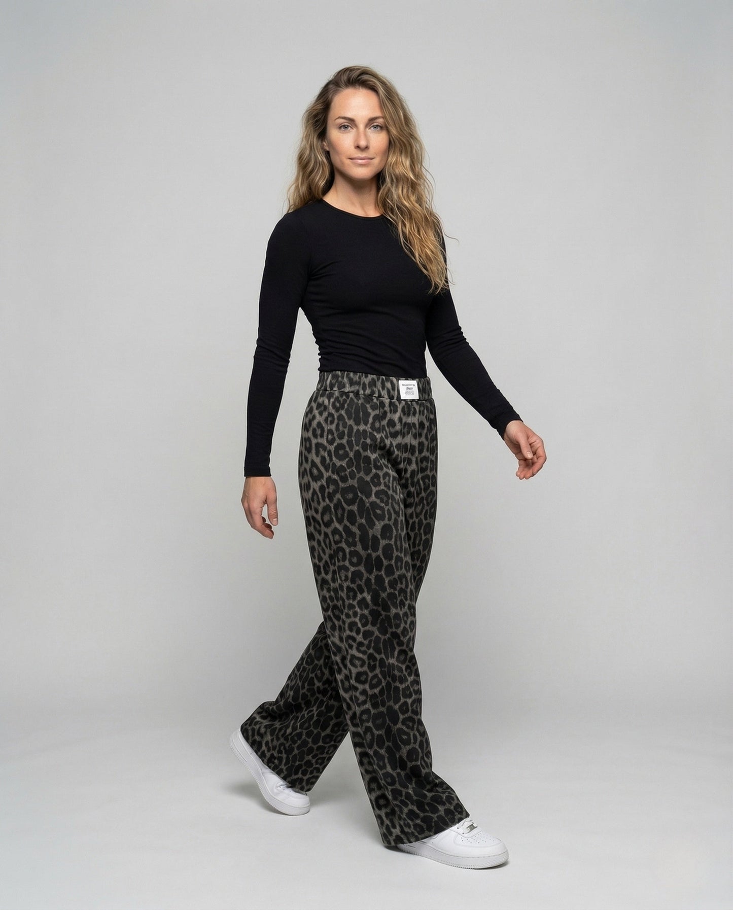 Pantaloni Palazzo Donna in Satin Stampa Animalier Ampia - Brentozzi