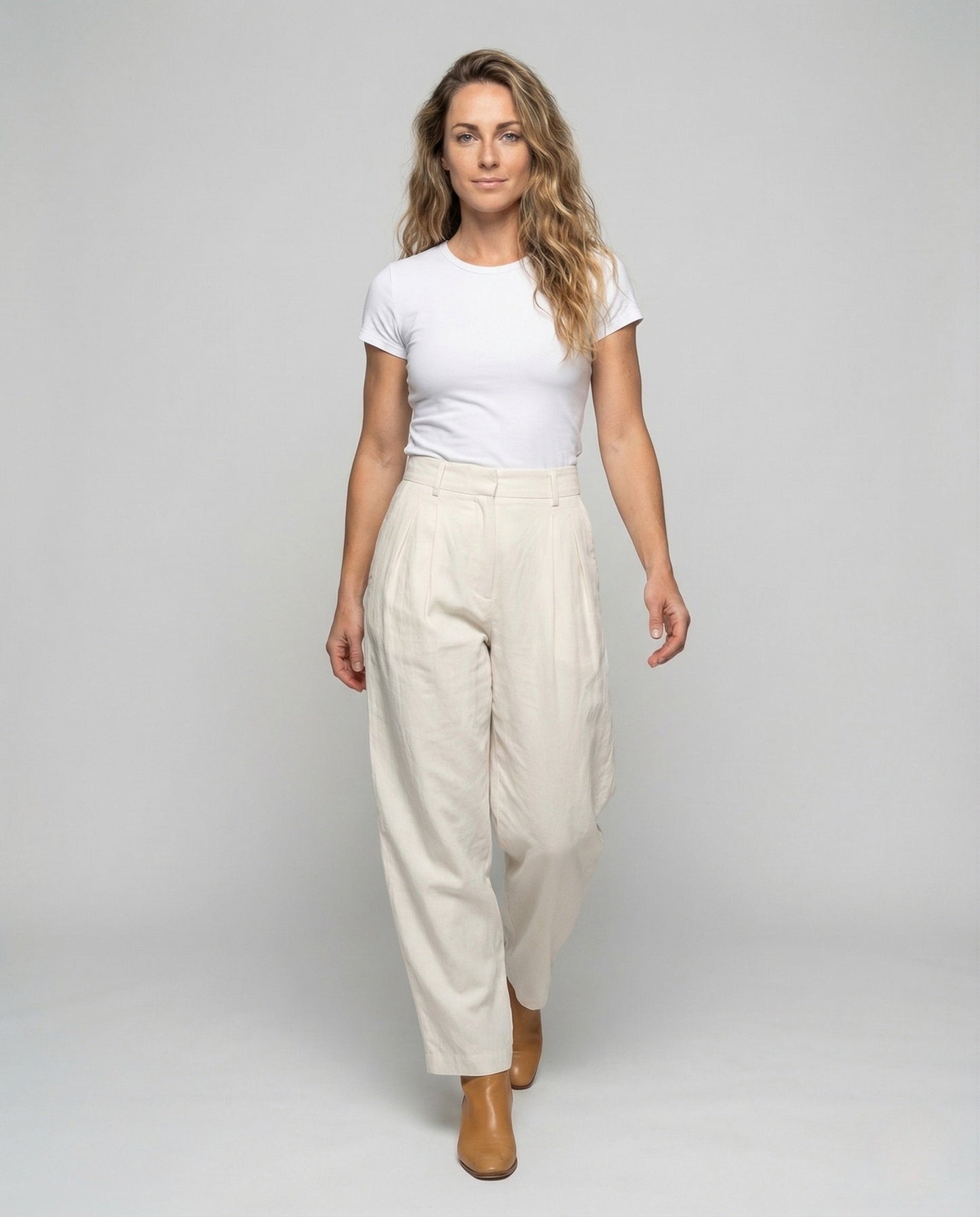 Set Donna in Lino Maglione e Pantaloni a Piega Elasticizzati - Brentozzi