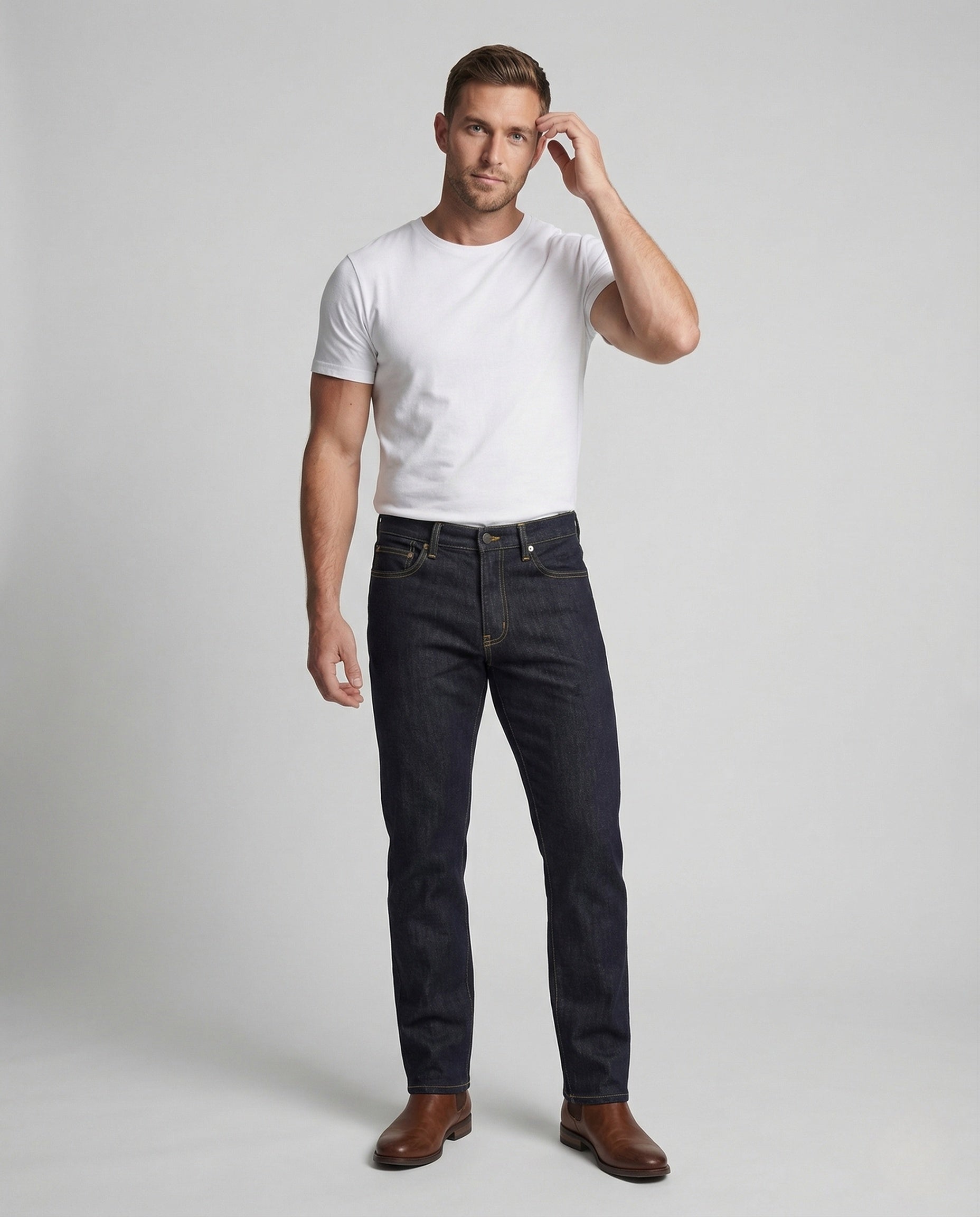 Jeans Uomo Raw Denim Taglio Dritto - Brentozzi