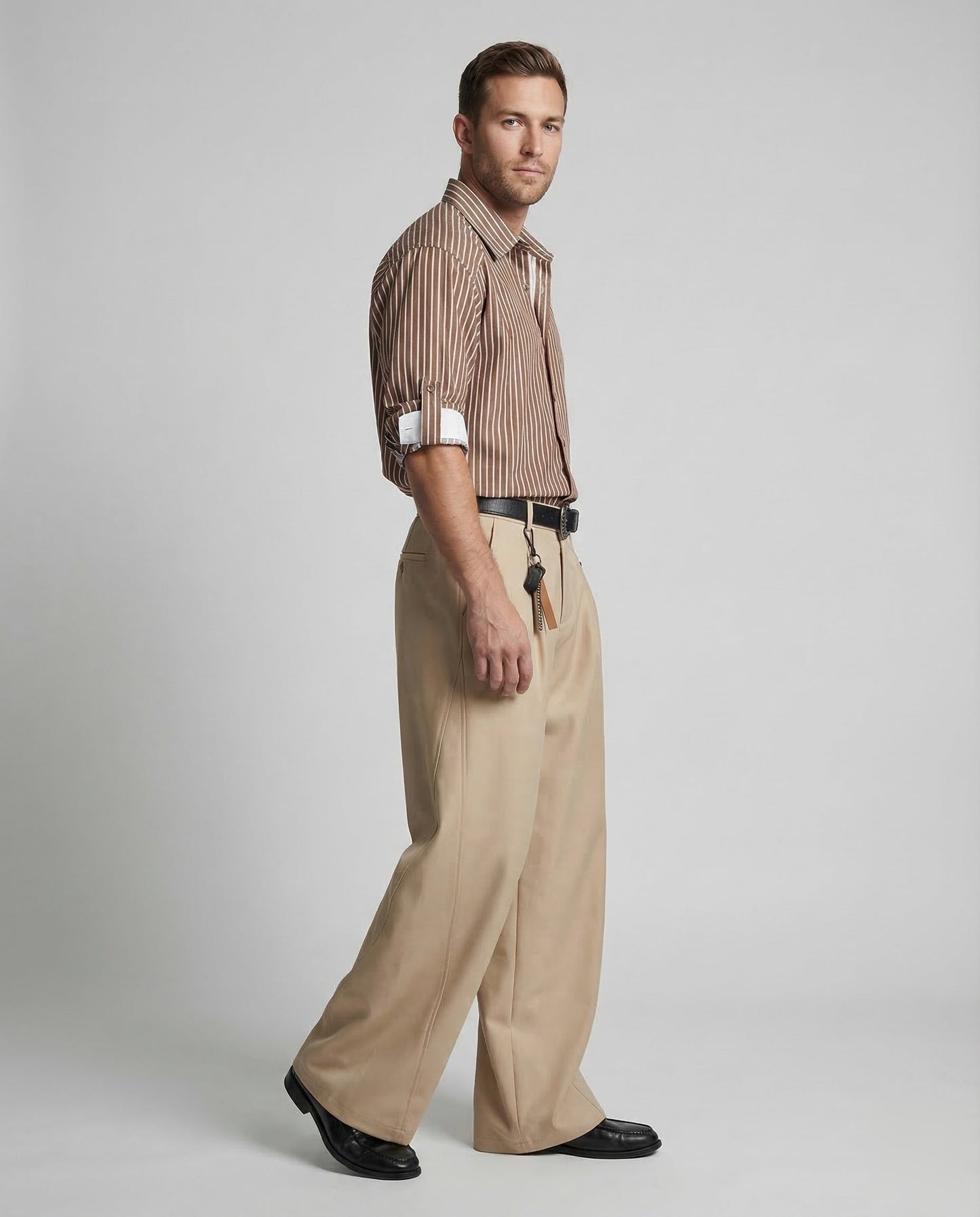 Pantaloni Palazzo Uomo Vita Alta Ampia - Brentozzi