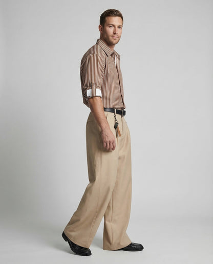 Pantaloni Palazzo Uomo Vita Alta Ampia - Brentozzi