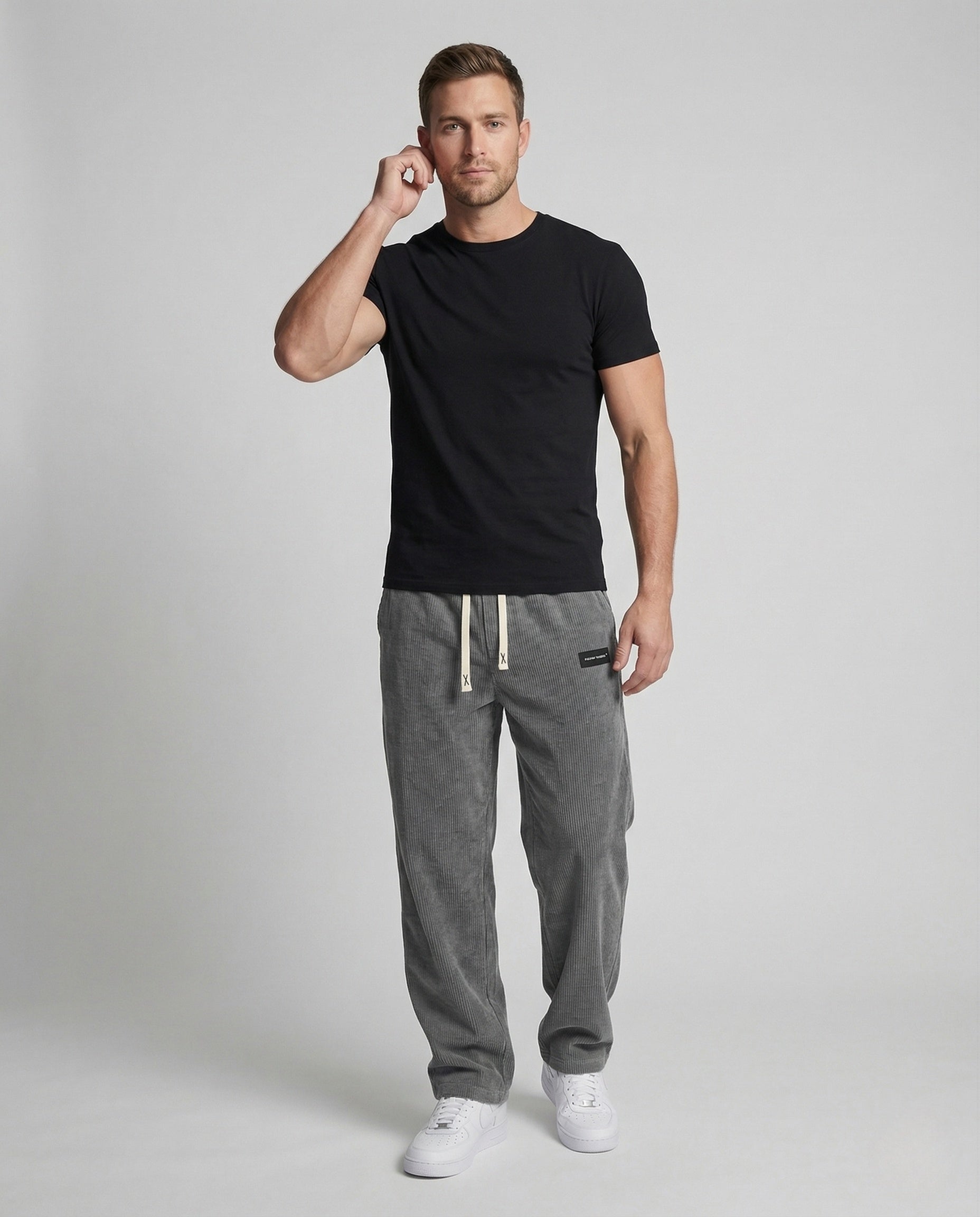 Pantaloni Uomo in Velluto a Coste Vita Regolabile Ampia - Brentozzi
