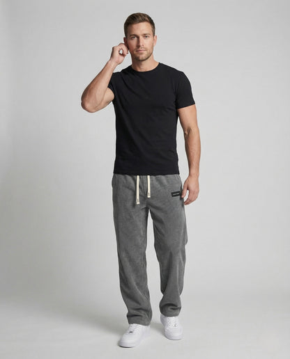 Pantaloni Uomo in Velluto a Coste Vita Regolabile Ampia - Brentozzi