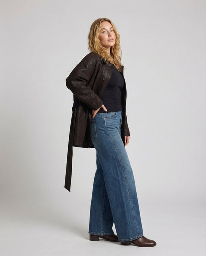 Cappotto Donna Effetto Pelle con Cintura Slim - Brentozzi