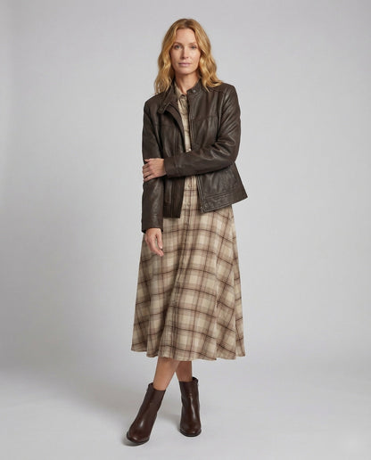 Giacca Pelle Donna Oversize Collo Alto - Brentozzi
