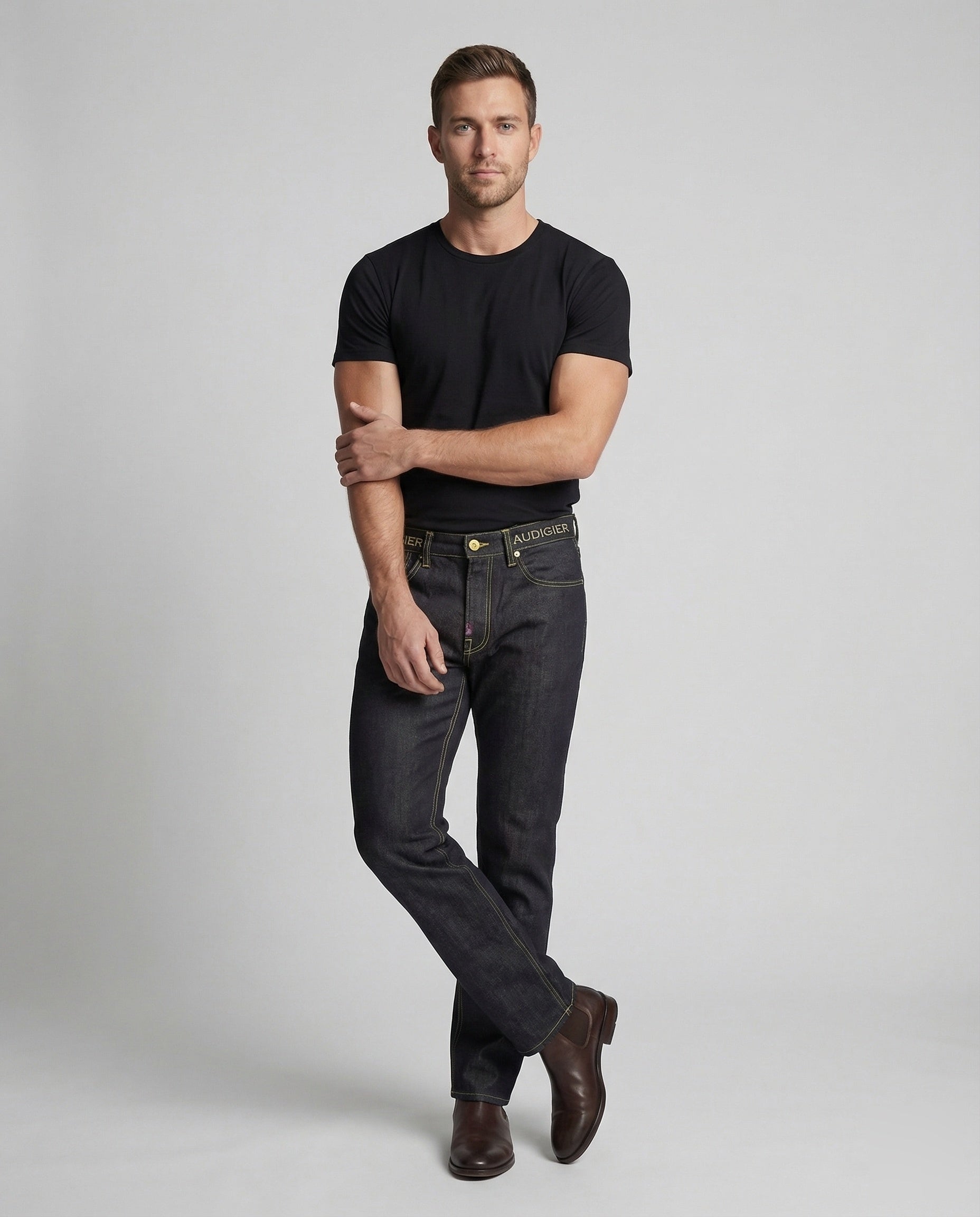 Jeans Uomo Ricamo Statua della Libertà Taglio Dritto - Brentozzi