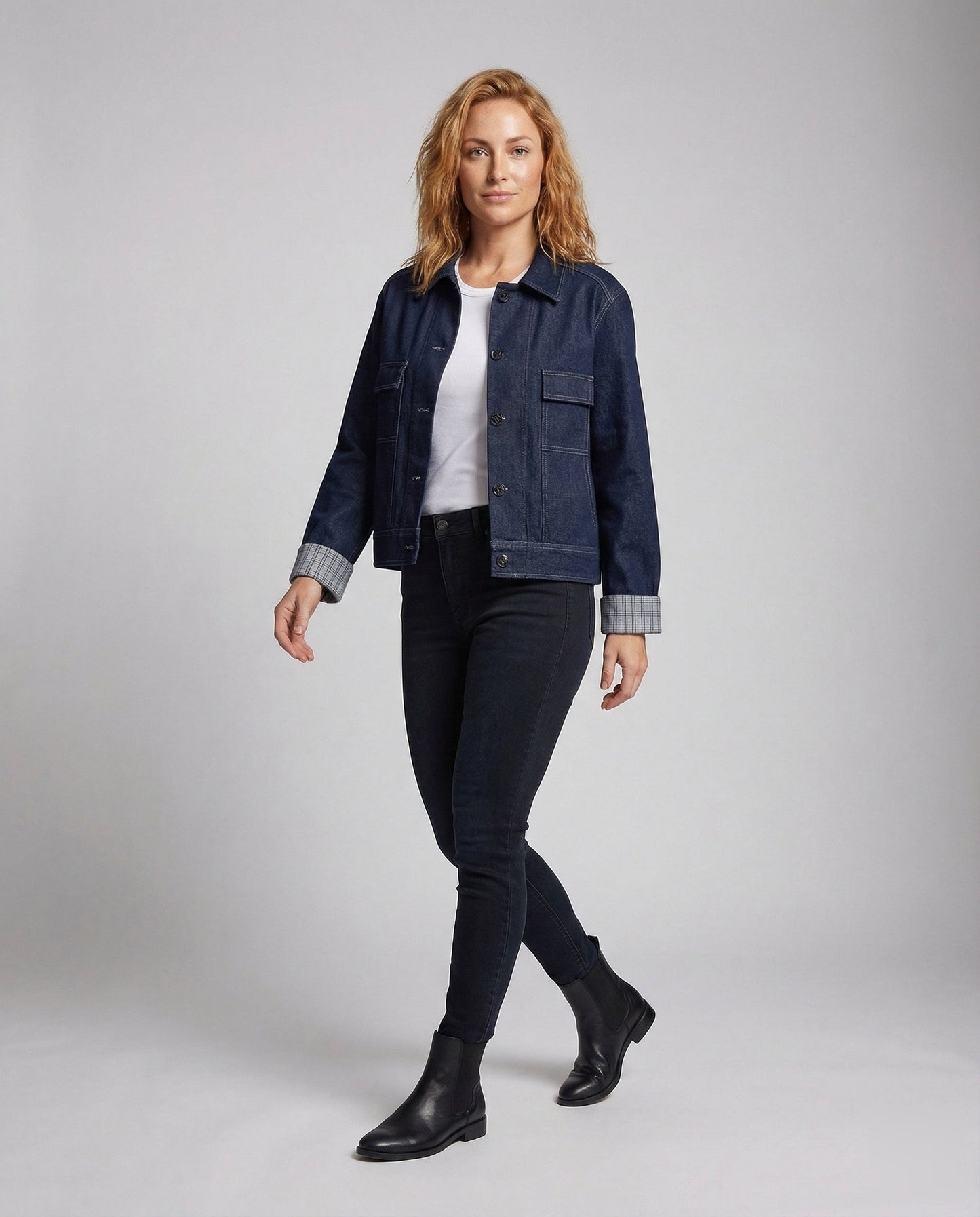 Giacca Jeans Donna Boxy Tasche sul Petto - Brentozzi