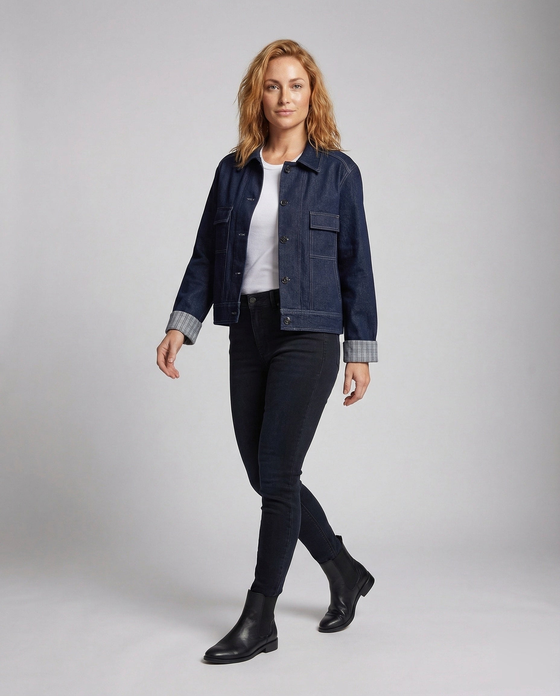Giacca Jeans Donna Boxy Tasche sul Petto - Brentozzi