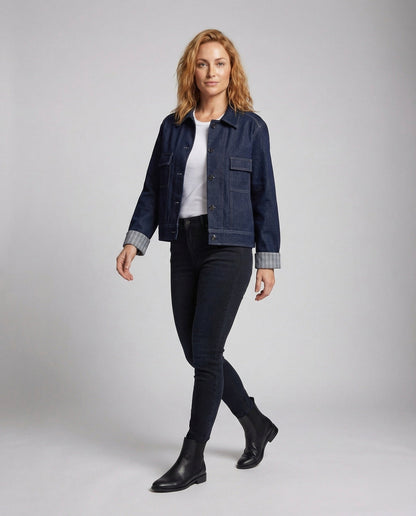 Giacca Jeans Donna Boxy Tasche sul Petto - Brentozzi
