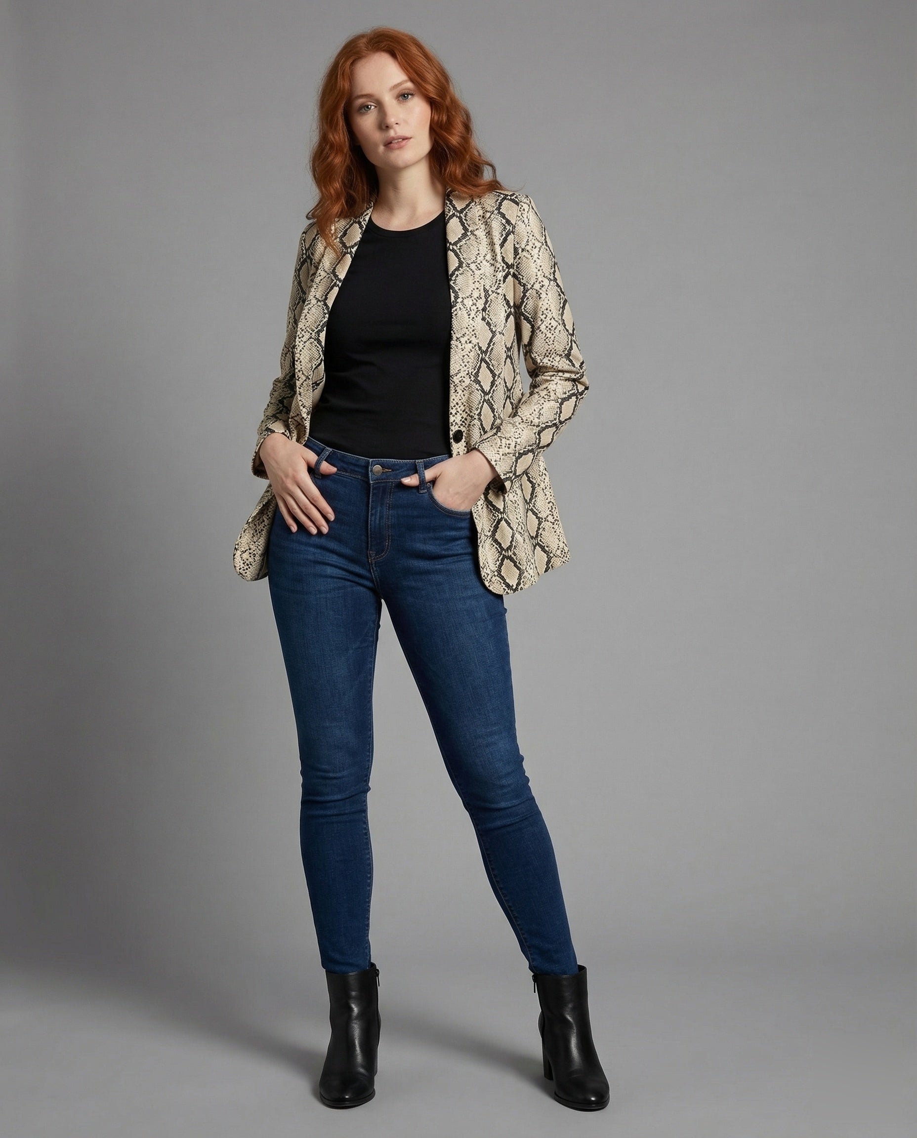 Blazer Donna Lungo Fantasia Effetto Pelle Serpente - Brentozzi