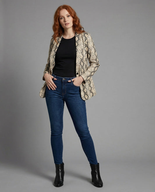 Blazer Donna Lungo Fantasia Effetto Pelle Serpente - Brentozzi