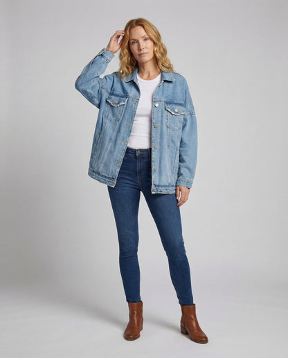 Giacca Jeans Donna Oversize Bottoni Metallo - Brentozzi