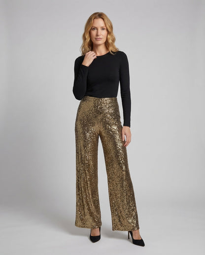 Pantaloni Palazzo Donna con Paillettes Eleganti - Brentozzi
