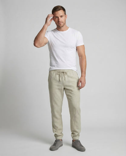 Pantaloni Lino Uomo Taglio Tapered - Brentozzi