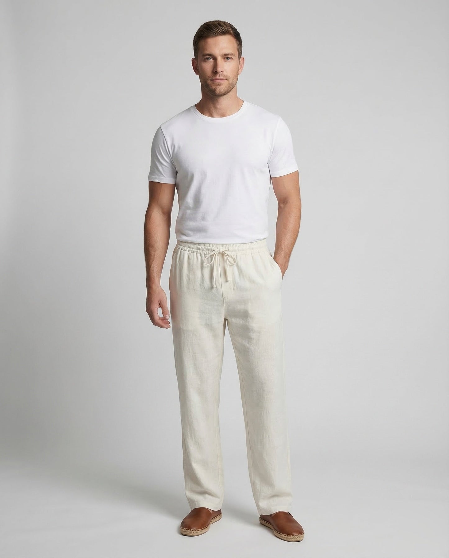 Pantaloni Lino Uomo Estivi Taglio Largo - Brentozzi