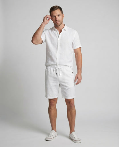 Shorts Uomo Lino Coulisse Vita Elasticizzata - Brentozzi