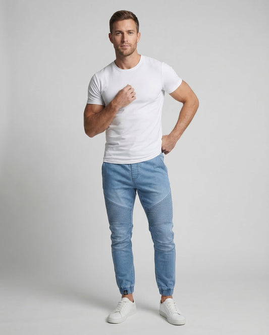 Pantaloni Jogging Uomo Biker in Tessuto Rigato Slim - Brentozzi