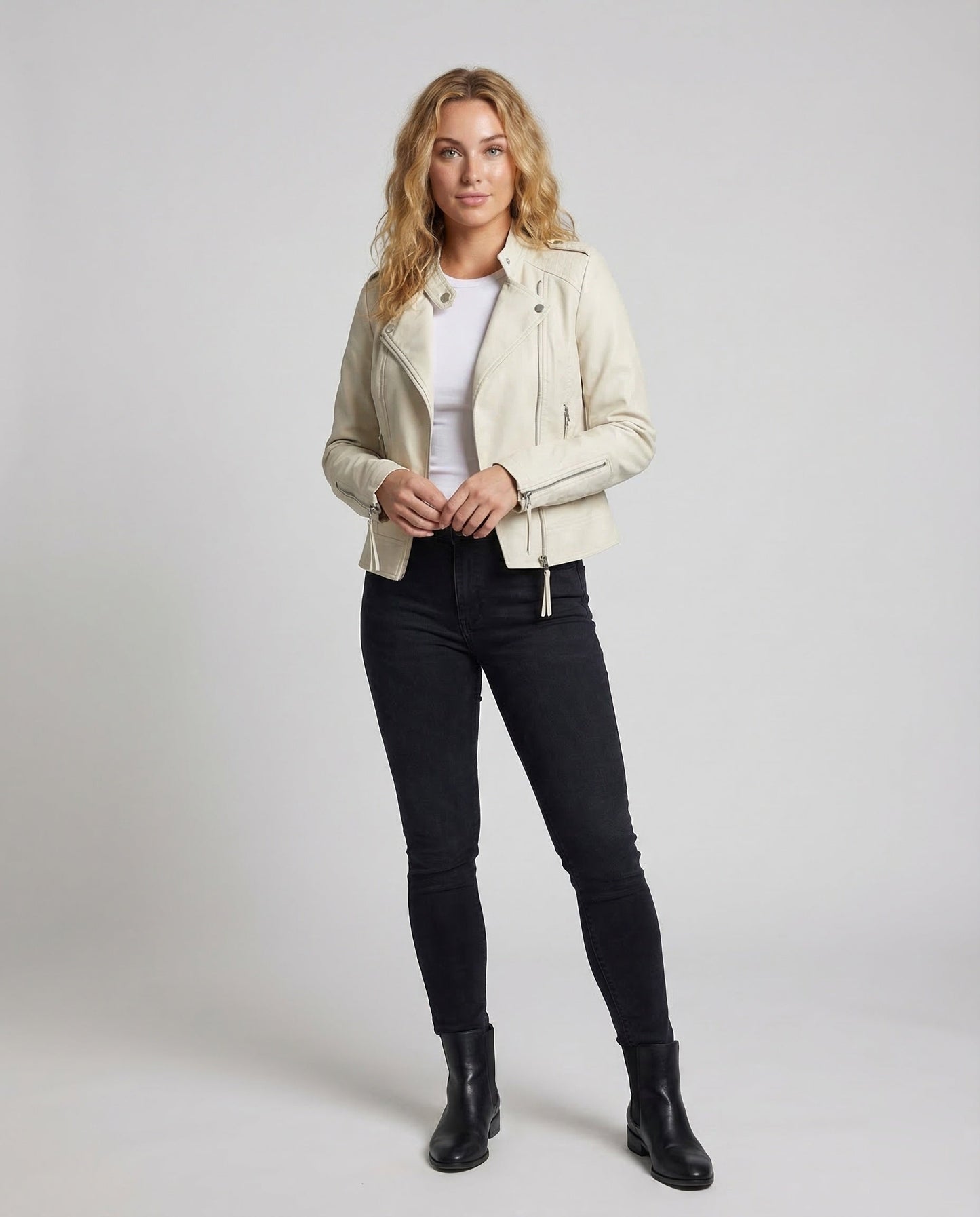 Giacca Biker Donna in Ecopelle Taglio Asimmetrico - Brentozzi