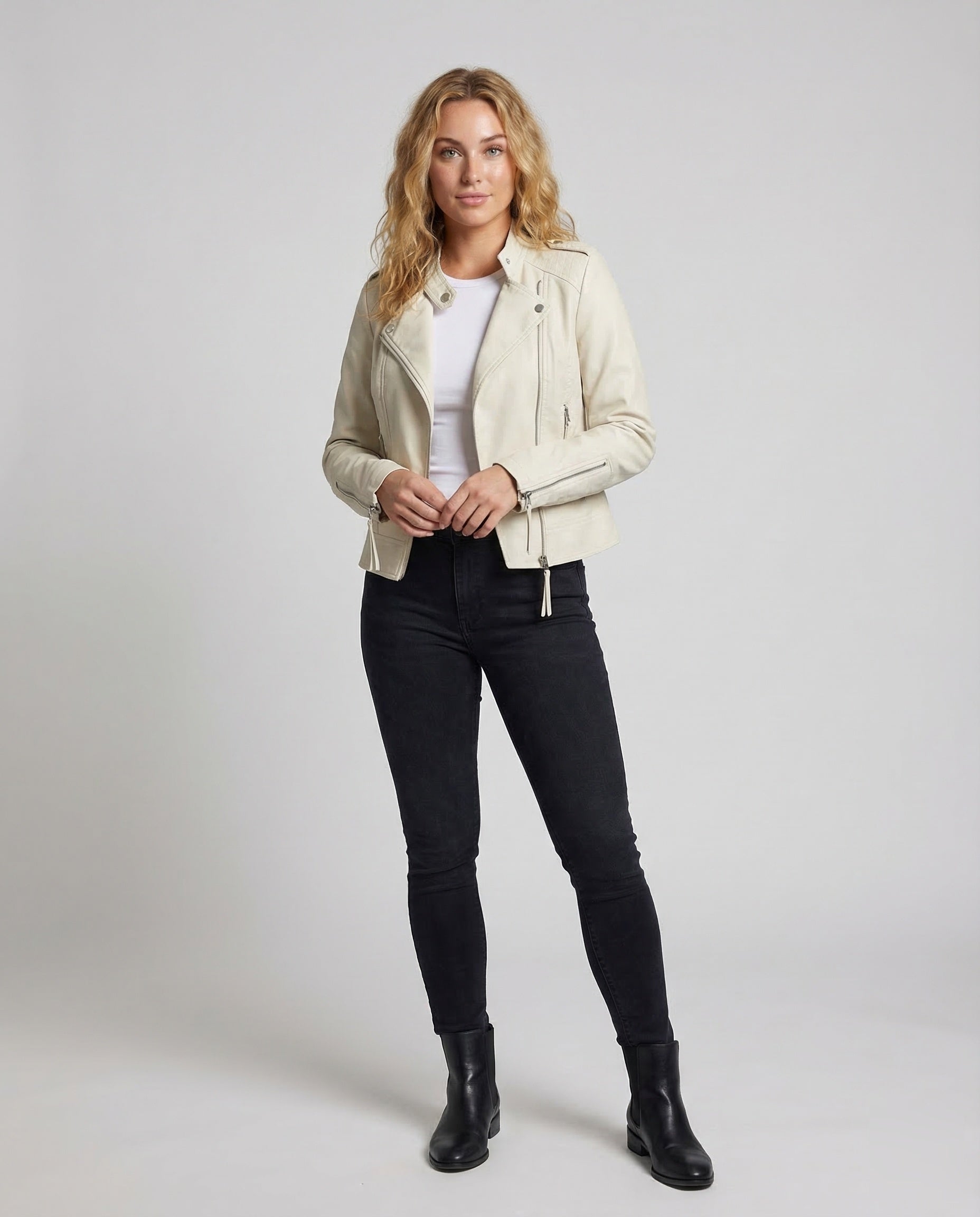 Giacca Biker Donna in Ecopelle Taglio Asimmetrico - Brentozzi