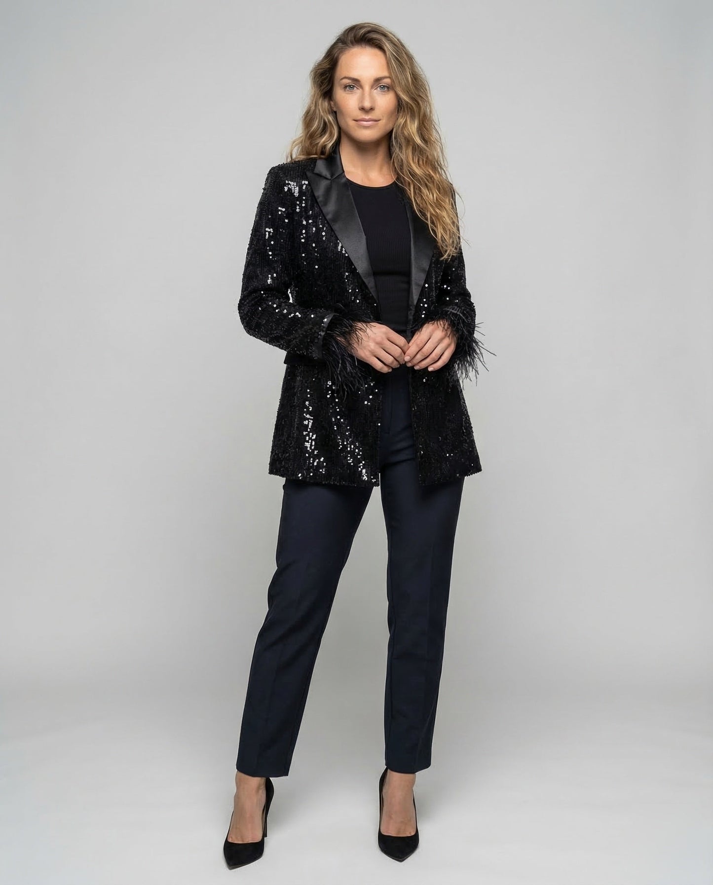 Blazer Donna Doppiopetto con Paillettes Slim Fit - Brentozzi