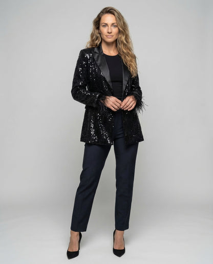 Blazer Donna Doppiopetto con Paillettes Slim Fit - Brentozzi