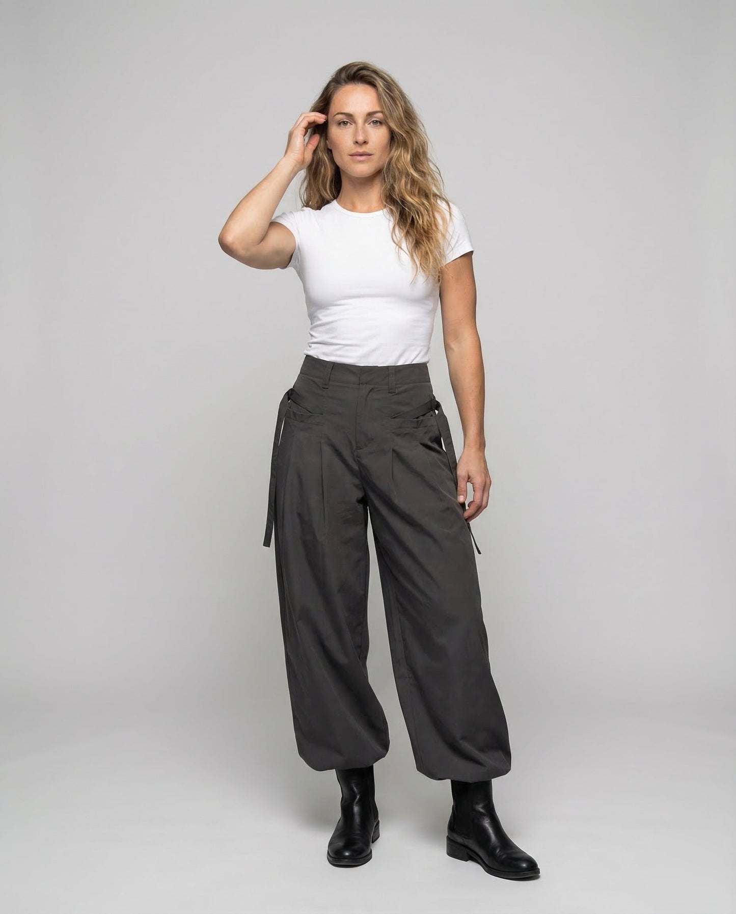 Pantaloni Donna a Piega Vita Alta Oversize - Brentozzi