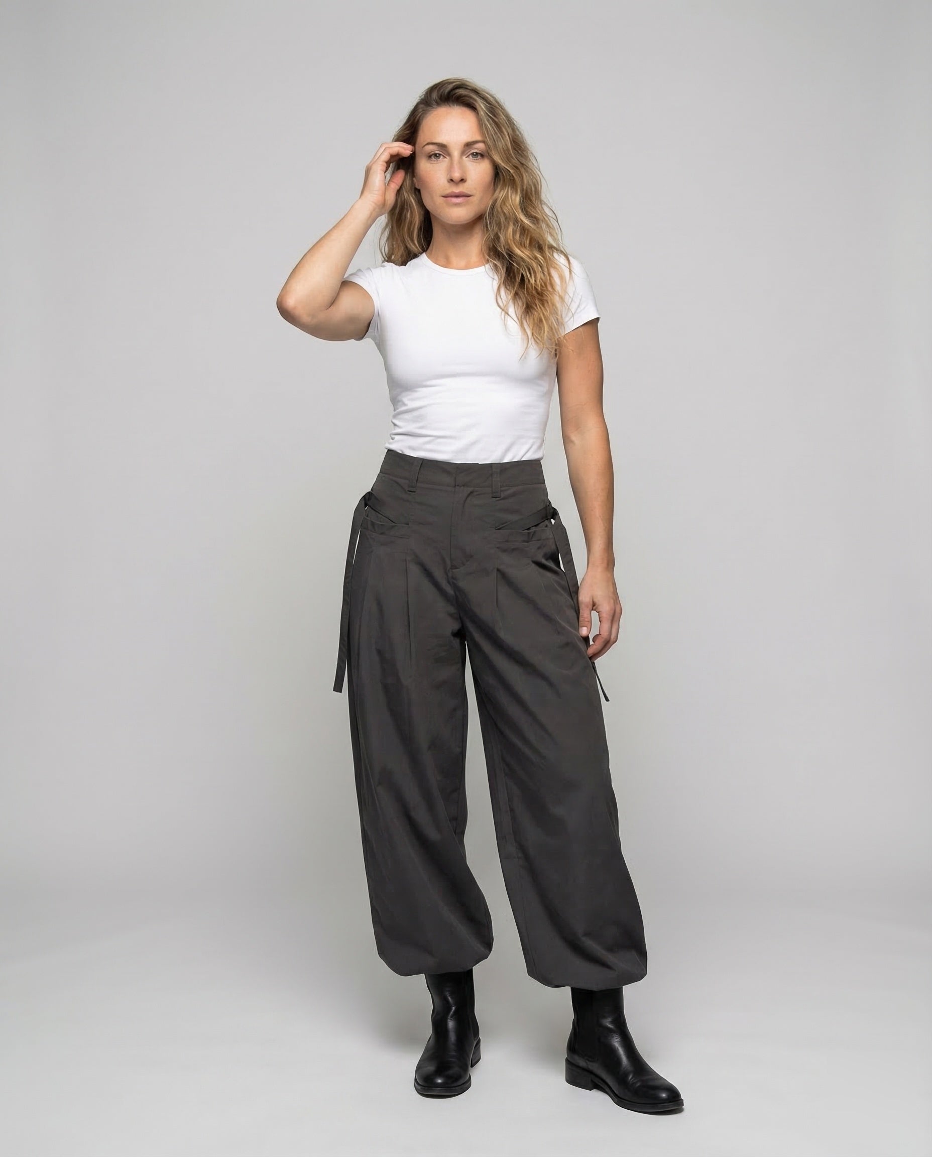 Pantaloni Donna a Piega Vita Alta Oversize - Brentozzi