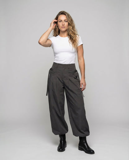 Pantaloni Donna a Piega Vita Alta Oversize - Brentozzi