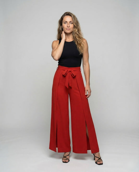 Pantaloni Palazzo Donna Vita Alta Spacco Laterale - Brentozzi