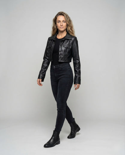 Giacca Donna in Pelle Corto Stile Camicia - Brentozzi