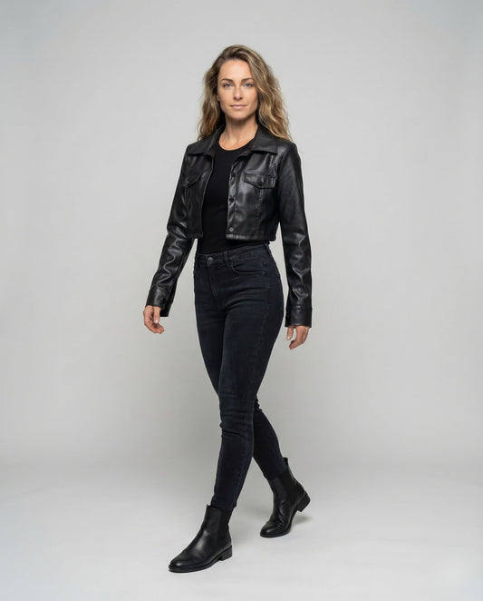 Giacca Donna in Pelle Corto Stile Camicia - Brentozzi