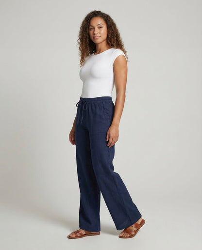 Pantaloni Maxilunghezza Donna Lino Taglio Ampio - Brentozzi