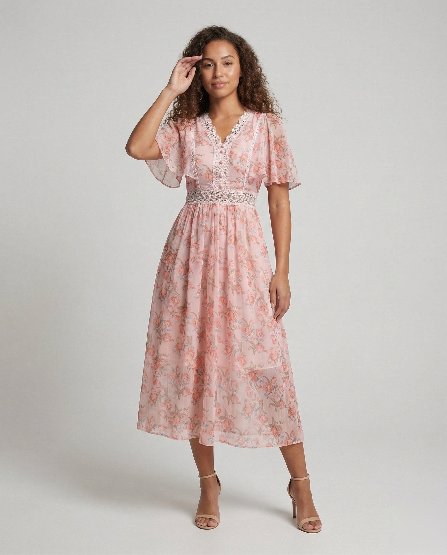 Abito Donna in Chiffon Scollo a V - Brentozzi