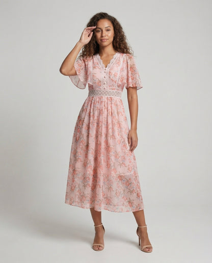 Abito Donna in Chiffon Scollo a V - Brentozzi