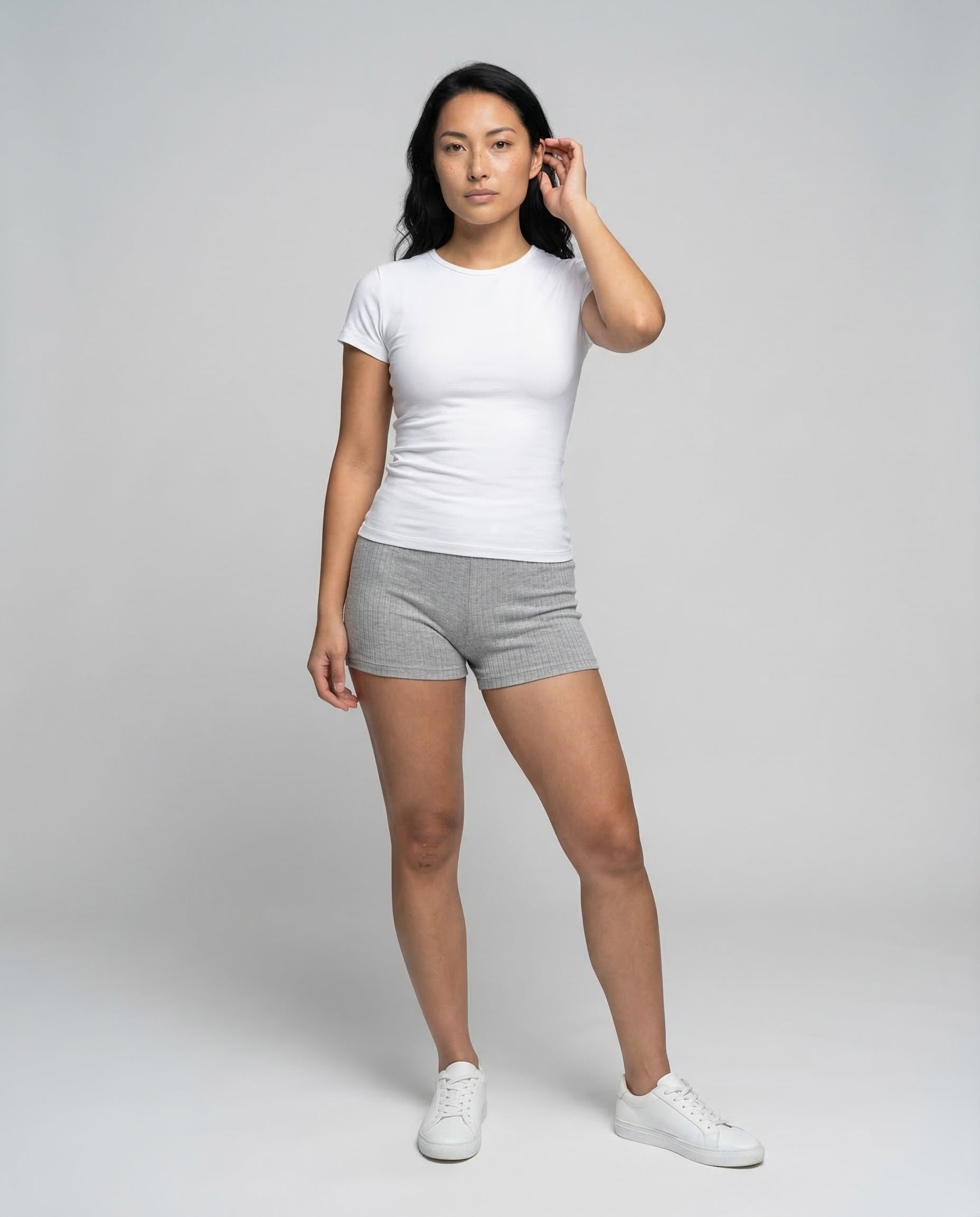 Shorts Donna in Maglia Costina con Elastico in Vita - Brentozzi