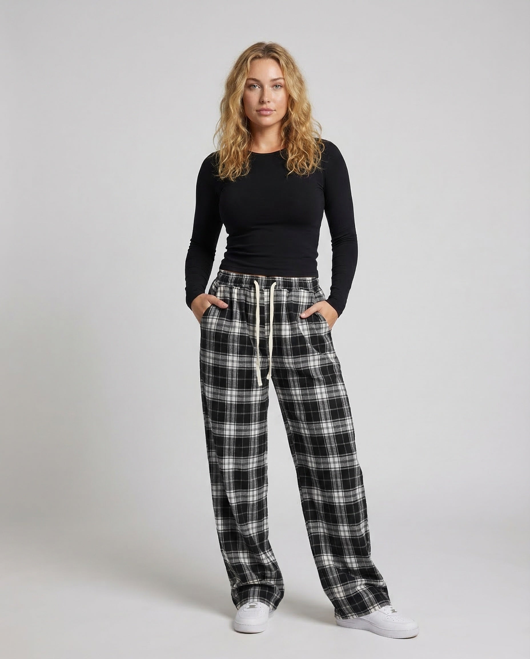 Pantaloni Donna Tempo Libero Fantasia Quadri Regular - Brentozzi