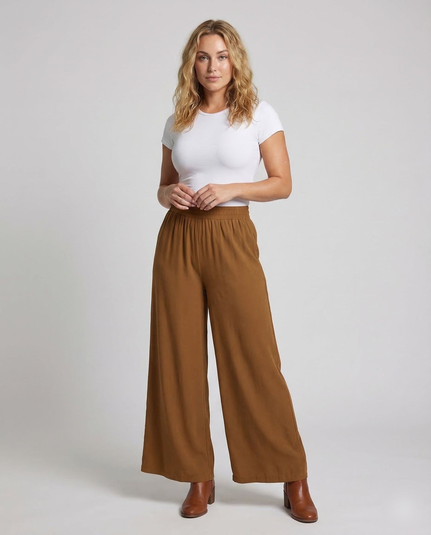 Pantaloni Palazzo Donna Elastico in Vita Comodi - Brentozzi