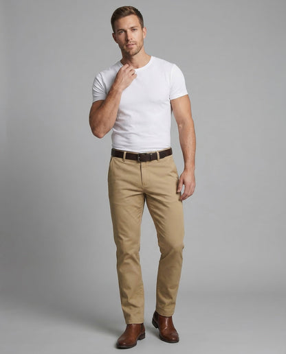 Pantaloni Chino Uomo Cotone Elastico Slim Fit - Brentozzi