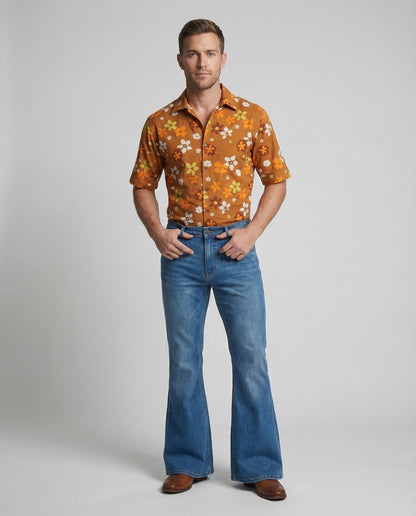 Jeans Uomo Vintage Taglio Svasato Effetto Usato - Brentozzi