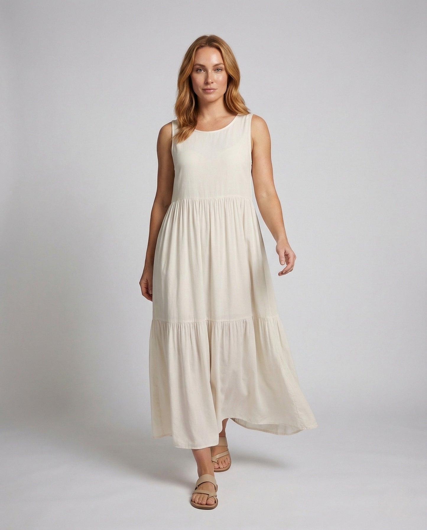 Abito Maxidress Donna Stampa Gonna a Balze - Brentozzi